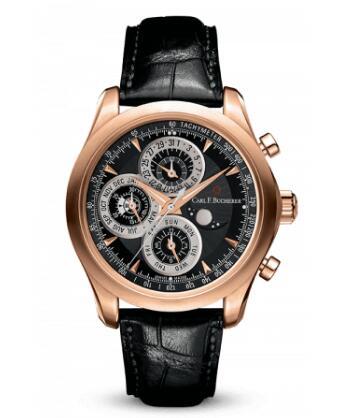 Carl F. Bucherer Manero Chronoperpetual Rose Gold Black Replica Watch 00.10906.03.33.01