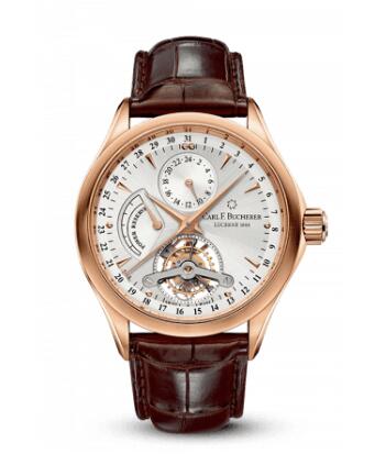 Carl F. Bucherer Manero Tourbillon Rose Gold Silver Replica Watch 00.10918.03.13.01