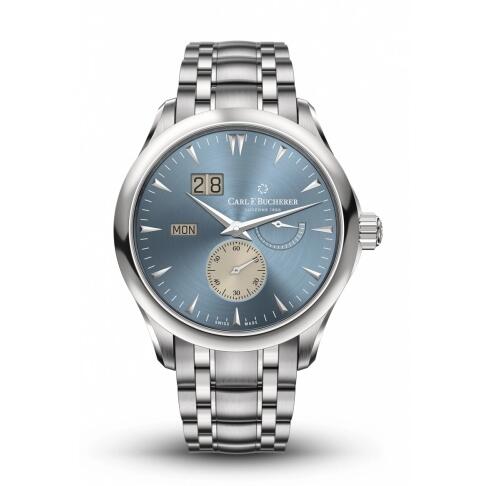 Replica Carl F. Bucherer 00.10926.08.53.21 Manero Peripheral BigDate Stainless Steel Light Blue Bracelet Watch
