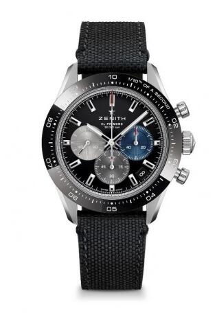 Replica Zenith Chronomaster Sport Stainless Steel Black Canvas Watch 03.3100.3600/21.C822