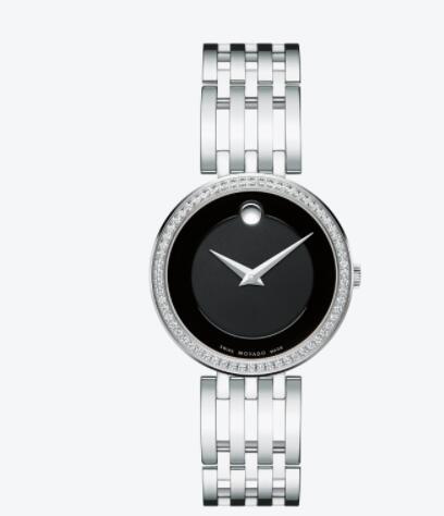 Movado Esperanza Women Stainless Steel Watch with Black Dial and Diamonds Replica 0607052