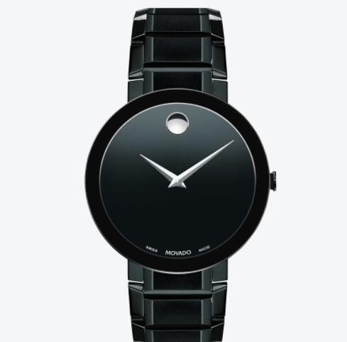 Replica Movado Sapphire Men Black PVD Bracelet Watch 0607179