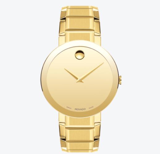 Replica Movado Sapphire Men yellow gold PVD-finished stainless steel Bracelet Watch 0607180