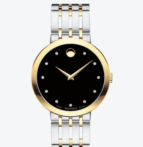 Movado Esperanza Men Two Toned Watch with Black Dial Replica 0607191