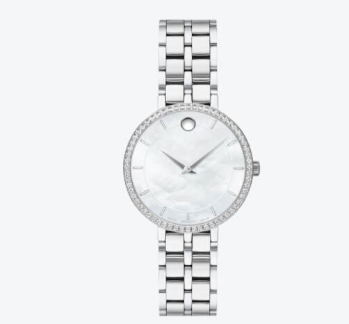 Movado Kora stainless steel watch and bracelet with white dial and silver accents Replica 0607325 Movado Kora stainless steel watch and bracelet with white dial and silver accents Replica 0607325