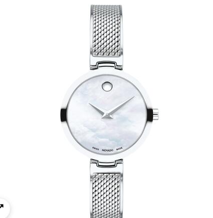 MOVADO AMIKA stainless steel watch with white dial, silver accents and mesh bracelet Replica Watch 0607361