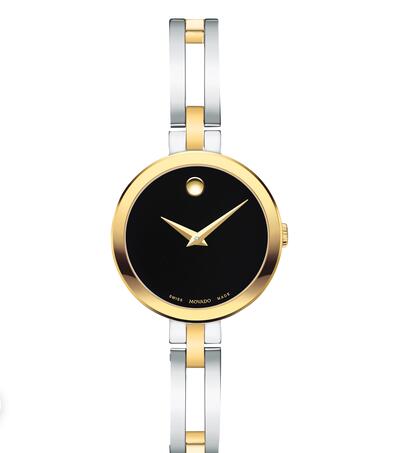 MOVADO Esperanza two-tone stainless steel and gold case and bangle with black dial Replica Watch 0607472