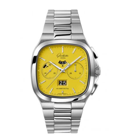 Glashütte Original Seventies Chronograph Panorama Date Yellow Nubuck Folding Copy Watch 1-37-02-07-02-70