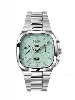 Glashütte Original Seventies Chronograph Panorama Date Turquoise Bracelet Replica Watch 1-37-02-15-02-70