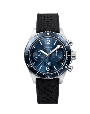 Replica Glashütte Original SeaQ Chronograph Stainless Steel Blue Rubber Pin Watch 1-37-23-02-81-06