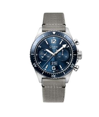 Replica Glashütte Original SeaQ Chronograph Stainless Steel Blue Textile Pin Watch 1-37-23-02-81-08