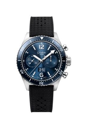 Replica Glashütte Original SeaQ Chronograph Stainless Steel Blue Rubber Folding Watch 1-37-23-02-81-33