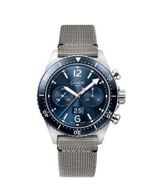 Replica Glashütte Original SeaQ Chronograph Stainless Steel Blue Textile Folding Watch 1-37-23-02-81-34