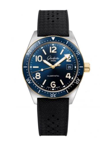 Glashütte Original SeaQ Date Stainless Steel Blue Rubber Pin Replica Watch 1-39-11-10-90-06