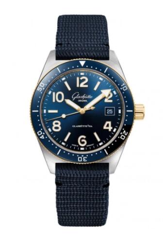 Glashütte Original SeaQ Date Stainless Steel Blue Textile Pin Replica Watch 1-39-11-10-90-08