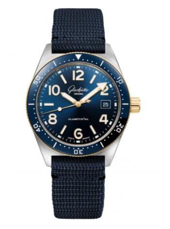 Glashütte Original SeaQ Date Stainless Steel Blue Textile Folding Replica Watch 1-39-11-10-90-34