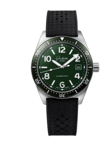 Glashütte Original SeaQ Date Stainless Steel Green Rubber Pin Replica Watch 1-39-11-13-83-06