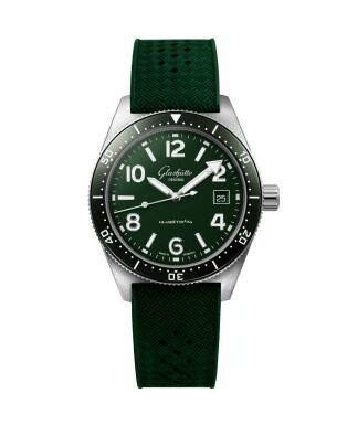 Glashütte Original SeaQ Date Stainless Steel Green Rubber Pin Replica Watch 1-39-11-13-83-07