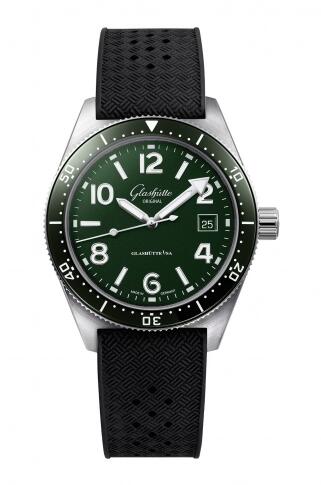 Glashütte Original SeaQ Date Stainless Steel Green Rubber Replica Watch 1-39-11-13-83-33