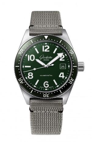 Glashütte Original SeaQ Date Stainless Steel Green Textile Replica Watch 1-39-11-13-83-34