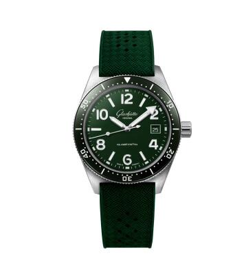 Glashütte Original SeaQ Date Stainless Steel Green Rubber Folding Replica Watch 1-39-11-13-83-37