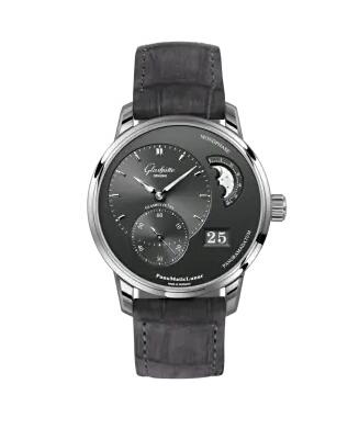 Replica Glashütte Original PanoMatic Lunar Stainless Steel Grey Alligator Folding Watch 1-90-02-43-32-62