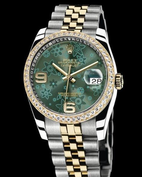 Replica Rolex Watches for Women Watch Rolex Datejust Rolesor 36 mm Oyster Perpetual 116243-63603 Yellow Rolesor - Setted Bezel & Green Dial