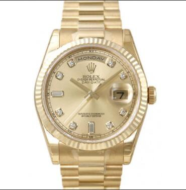 Rolex Daydate 118238A-83208 36mm Diameter 18k-Gold Copy Watch