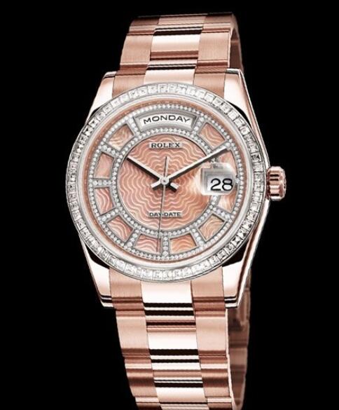 Replica Rolex Watch Rolex Day-Date 'Sertie' Oyster Perpetual 118395BR Everose God - Diamonds - Pink Mother-of-Pearl