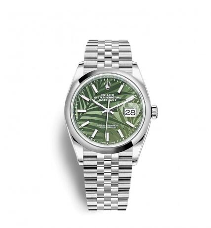 Rolex Datejust 36 Stainless Steel / Domed / Green Palm / Jubilee Replica Watch 126200-0019