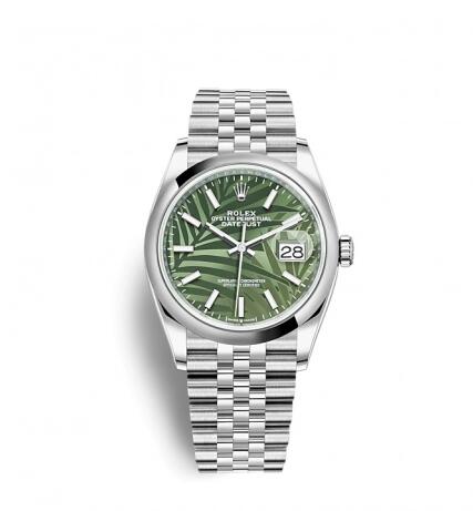 Rolex Datejust 36 Stainless Steel / Domed / Green Palm / Jubilee Replica Watch 126200-0019 Rolex Datejust 36 Stainless Steel / Domed / Green Palm / Jubilee Replica Watch 126200-0019