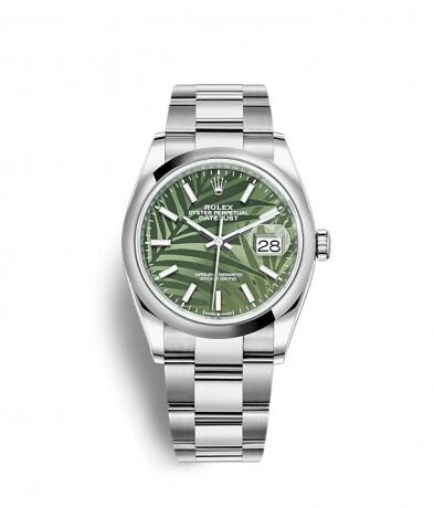 Rolex Datejust 36 Stainless Steel / Domed / Green Palm / Oyster Replica Watch 126200-0020 Rolex Datejust 36 Stainless Steel / Domed / Green Palm / Oyster Replica Watch 126200-0020