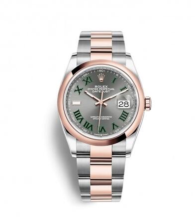 Rolex Datejust 36 Stainless Steel / Everose / Domed / Slate – Roman / Oyster Replica Watch 126201-0030 Rolex Datejust 36 Stainless Steel / Everose / Domed / Slate – Roman / Oyster Replica Watch 126201-0030