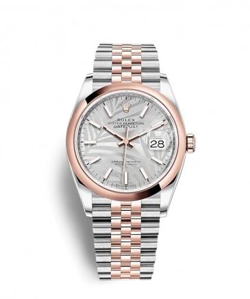 Rolex Datejust 36 Stainless Steel / Everose / Domed / Silver Palm / Jubilee Replica Watch 126201-0031 Rolex Datejust 36 Stainless Steel / Everose / Domed / Silver Palm / Jubilee Replica Watch 126201-0031