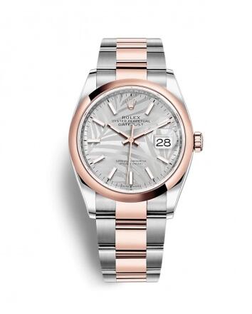 Rolex Datejust 36 Stainless Steel / Everose / Domed / Silver Palm / Oyster Replica Watch 126201-0032 Rolex Datejust 36 Stainless Steel / Everose / Domed / Silver Palm / Oyster Replica Watch 126201-0032