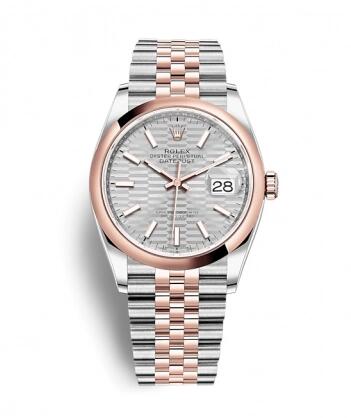 Rolex Datejust 36 Stainless Steel / Everose / Domed / Silver – Fluted / Jubilee Replica Watch 126201-0033