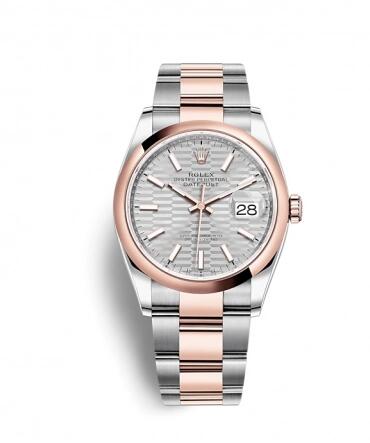 Rolex Datejust 36 Stainless Steel / Everose / Domed / Silver – Fluted / Oyster Replica Watch 126201-0034 Rolex Datejust 36 Stainless Steel / Everose / Domed / Silver – Fluted / Oyster Replica Watch 126201-0034