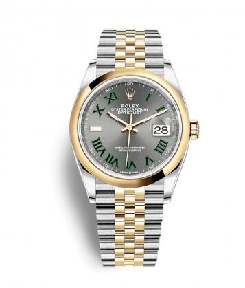 Rolex Datejust 36 Stainless Steel / Yellow Gold / Smooth / Slate Roman / Jubilee Replica Watch 126203-0035 Rolex Datejust 36 Stainless Steel / Yellow Gold / Smooth / Slate Roman / Jubilee Replica Watch 126203-0035