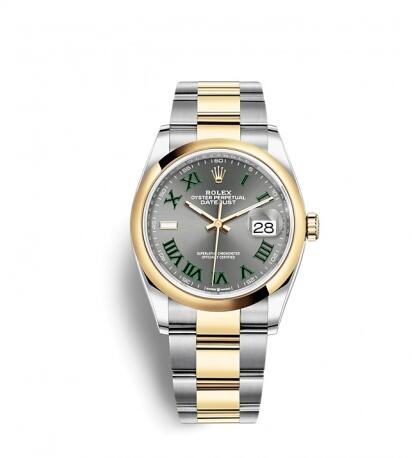 Rolex Datejust 36 Stainless Steel / Yellow Gold / Smooth / Slate Roman / Oyster Replica Watch 126203-0036