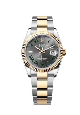 Rolex Datejust 36 126233-0036 Stainless Steel Yellow Gold Fluted Slate Roman Jubilee Replica Watch