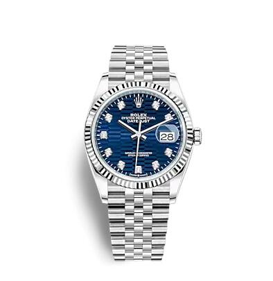Rolex Datejust 36 Stainless Steel Fluted Blue Fluted Diamond Jubilee Replica Watch 126234-0057