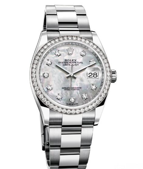 Fake Rolex Women Watch Datejust 36 Oyster Perpetual 126284RBR White Rolesor - Diamonds