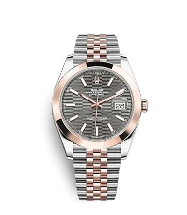 Rolex Datejust 41 Rolesor Everose Smooth Jubilee Slate Fluted Replica Watch 126301-0020