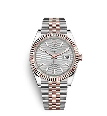 Rolex Datejust 41 Rolesor Everose Fluted Jubilee Silver Fluted Replica Watch 126331-0018