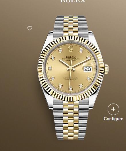 Rolex Datejust 41 Rolesor Yellow Fluted Jubilee Champagne Diamond Copy Watch 126333-0012