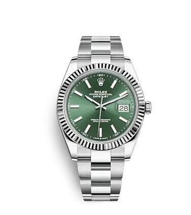 Rolex Datejust 41 Stainless Steel Fluted Green Oyster Replica Watch 126334-0027
