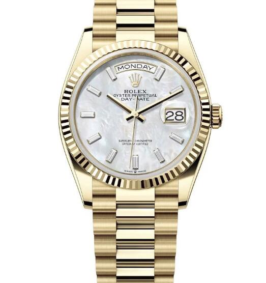 Fake Rolex Women Watch Datejust 36 Oyster Perpetual 128238 Yellow Gold - Diamond Indexes