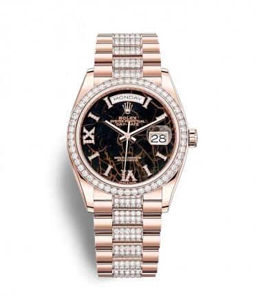 Rolex Day-Date 36 Everose Gold Diamond Eisenkiesel President-Diamond Replica Watch 128345rbr-0045