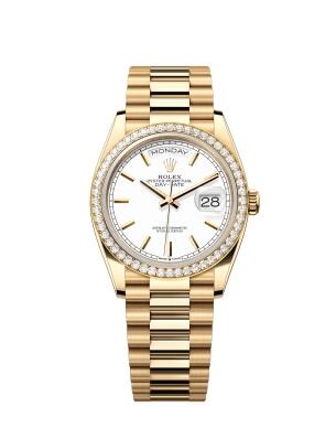 Fake Rolex Women Watch Day-Date 36 Oyster Perpetual 128348RBR Yellow Gold - Diamonds
