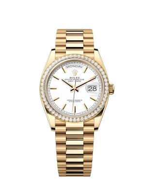 Replica Rolex Day-Date 36 Yellow Gold Diamond 128348RBR-0047 White President Watch